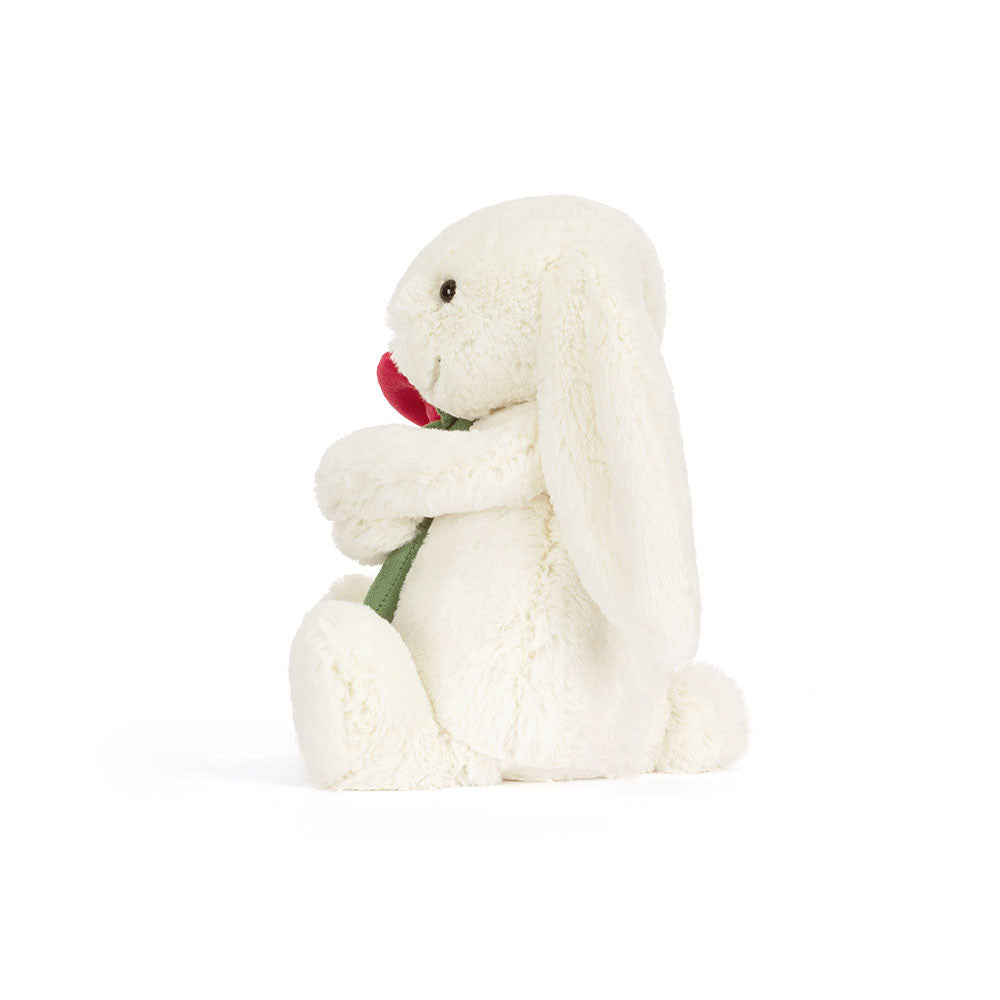 Jellycat Bashful Cream Bashful  Bunny with Rose