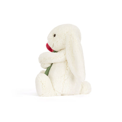 Jellycat Bashful Cream Bashful  Bunny with Rose
