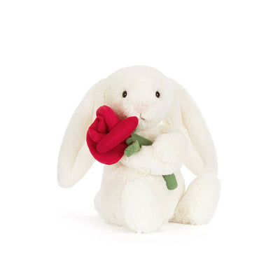 Jellycat Bashful Cream Bashful  Bunny with Rose