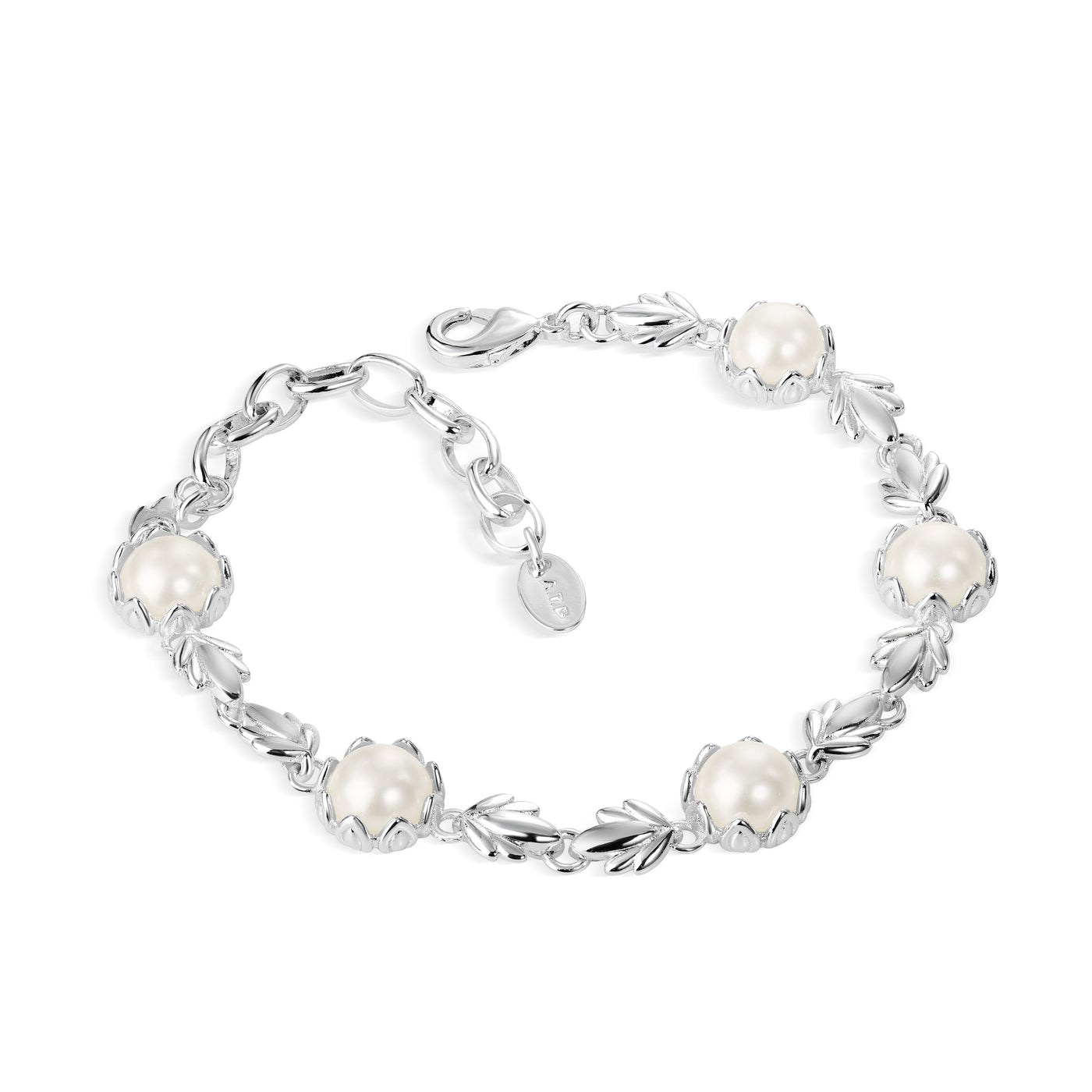 Newbridge Silverware Bracelet - Pearl Leaf Link