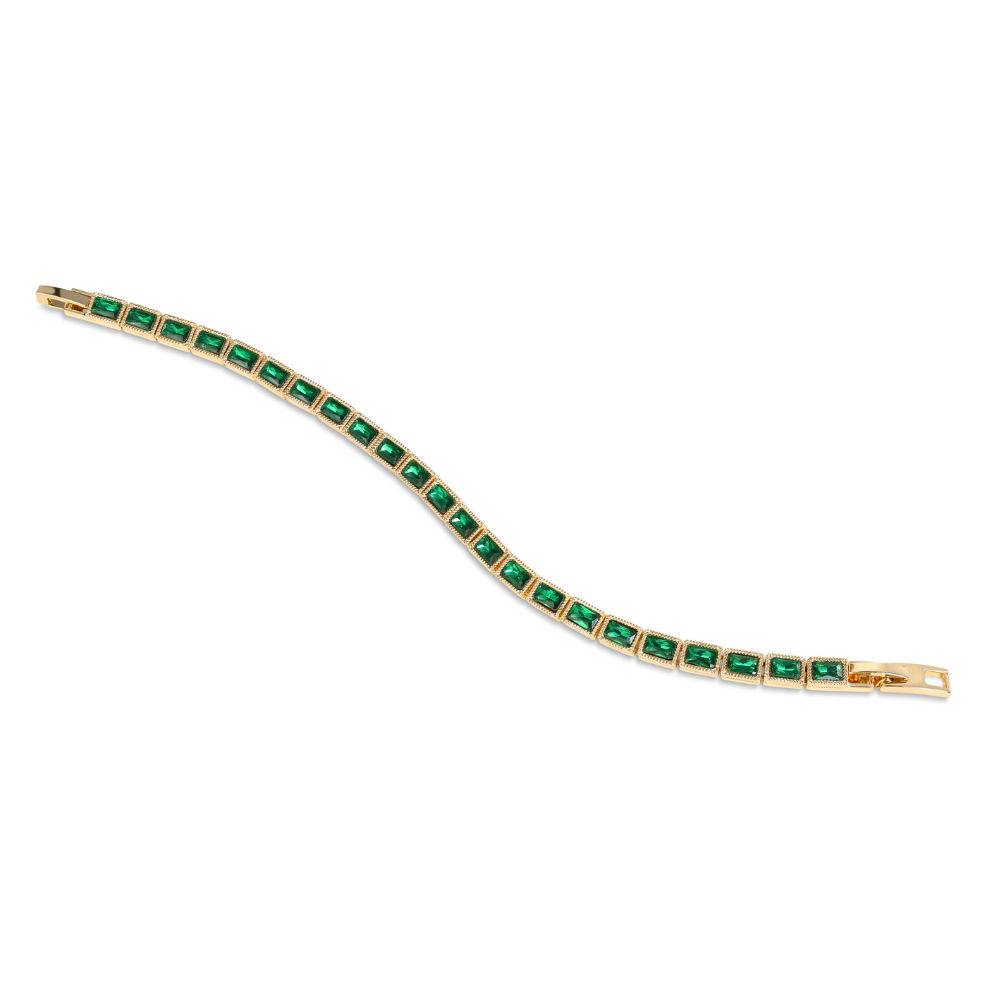 Newbridge Silverware Bracelet - Emerald Green Square Stone