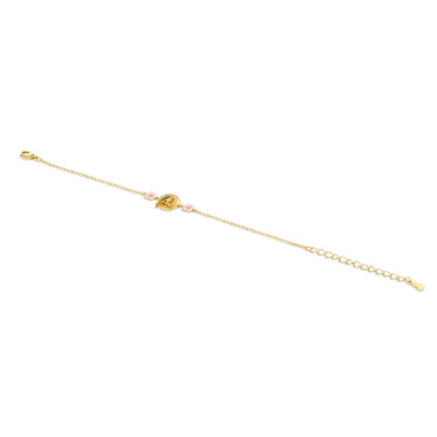 Newbridge Silverware Bracelet - Gold Plated Bird with Pink Flower