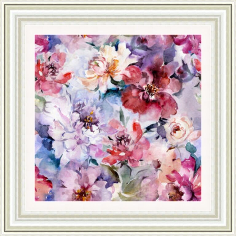 Beautiful Purple Peony Flowers Framed Picture - Art on Glass - **CLICK & COLLECT ONLY**