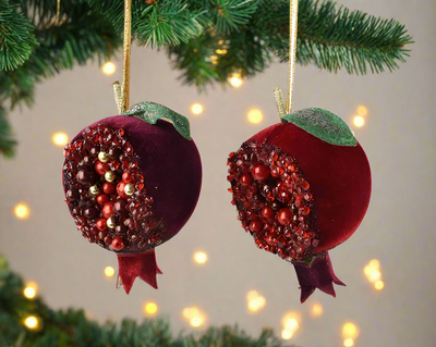 Christmas Tree Hanging Decoration - Velvet Vintage Pomegranante