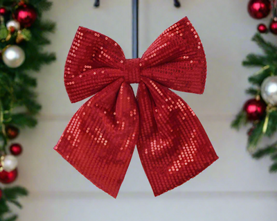 Christmas Bow - Red/ Dark Red Sequin