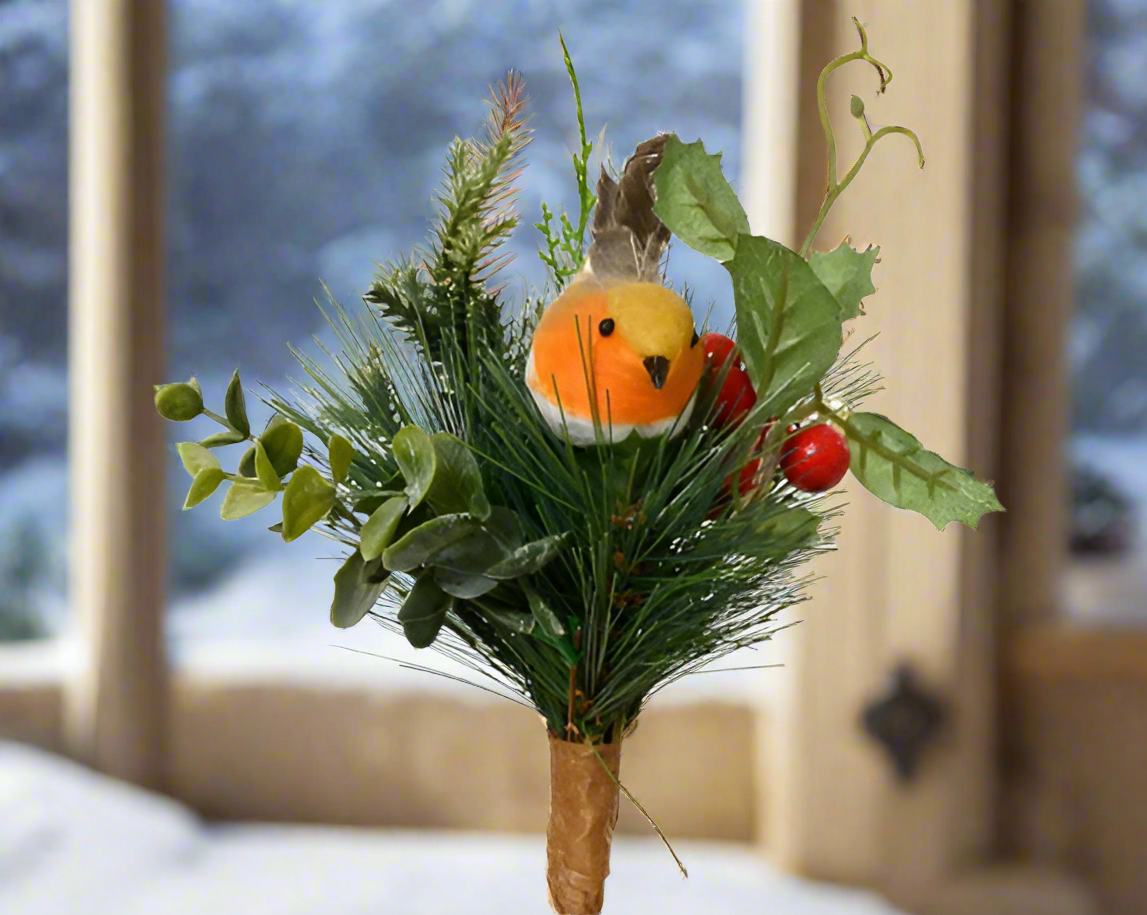 Christmas Floristry Pick - Robin