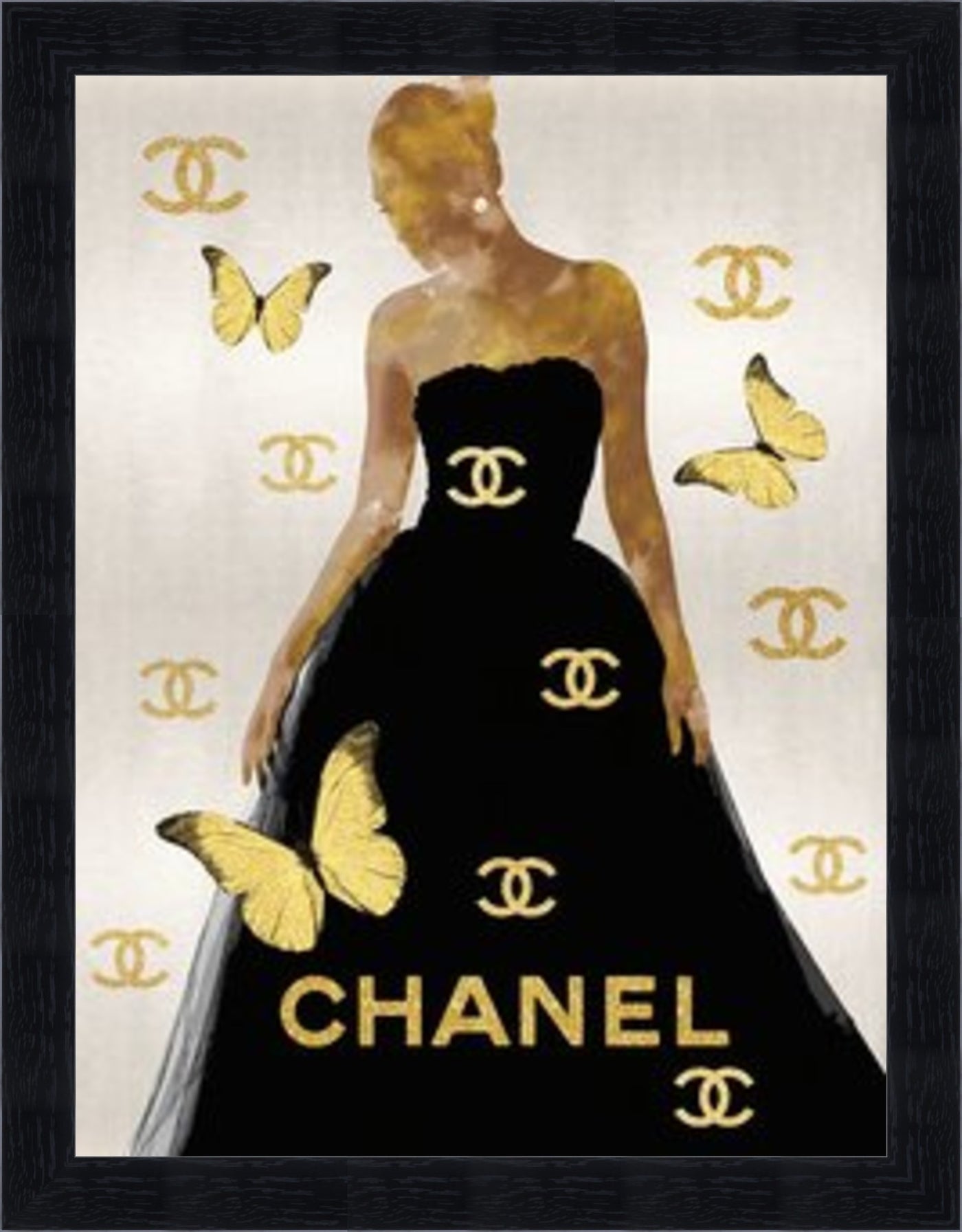 Chanel Black & Gold Framed Picture  **CLICK & COLLECT ONLY**