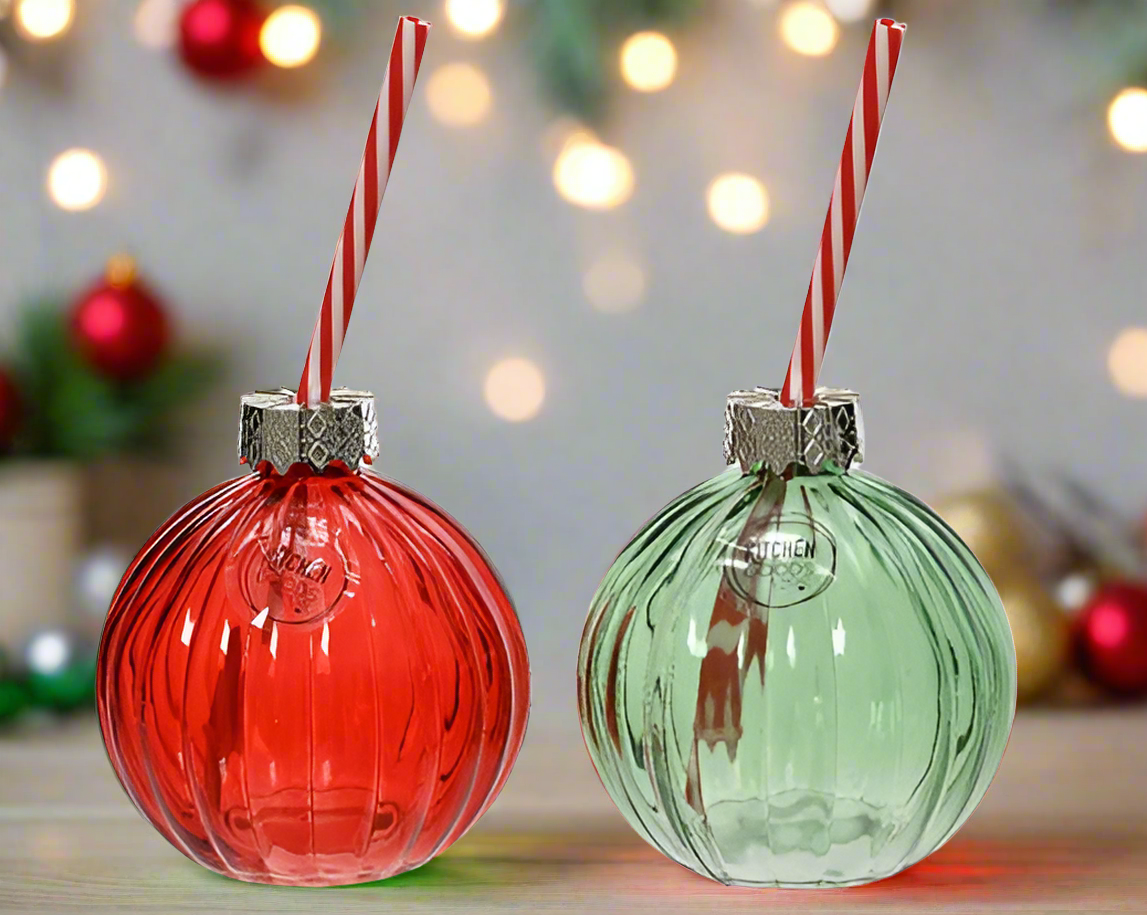 Glass Transparent Drinking Jar with straw