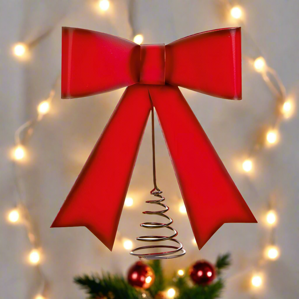Christmas Tree Topper Collection - Red Metal Bow