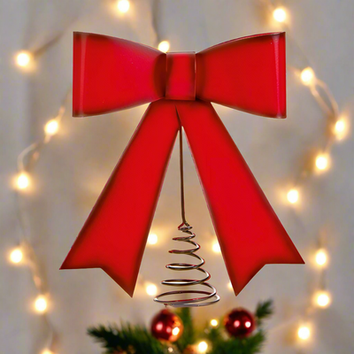 Christmas Tree Topper Collection - Red Metal Bow