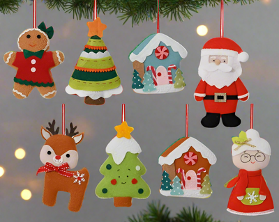 Christmas Tree Hanging Decoration - Festive Fabric Characters