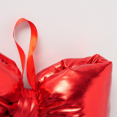 Christmas Bow- Lamé Red/Gold