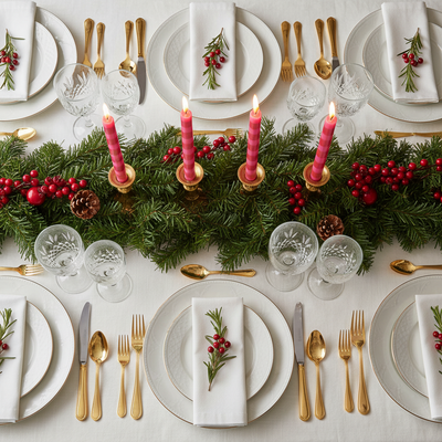 €1.95 Dinner Candle Collection - Candy Stripe Red/Pink