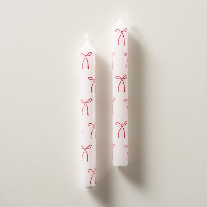 Dinner Candle Collection - Set of 2 Ribbon Motif