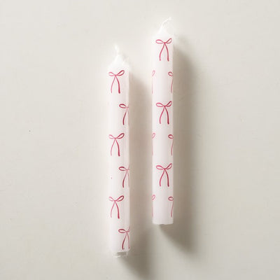 Dinner Candle Collection - Set of 2 Ribbon Motif