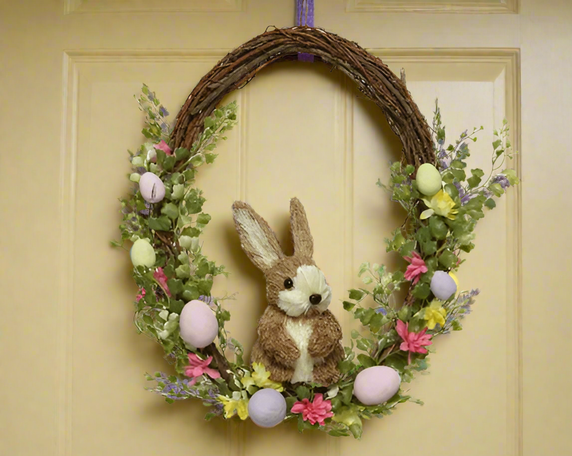 Easter Egg Door Wreath with Bunny