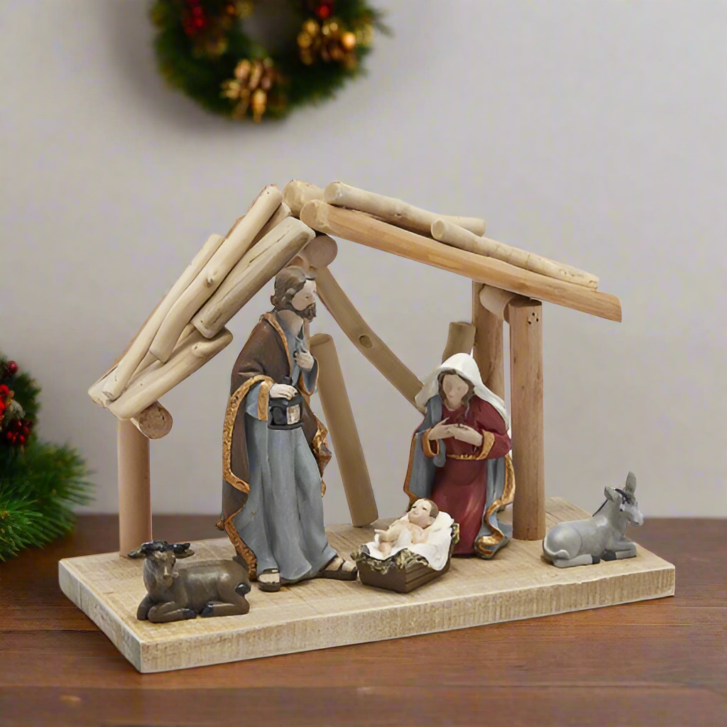 Christmas Nativity Scene with Crib