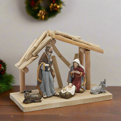 Christmas Nativity Scene with Crib