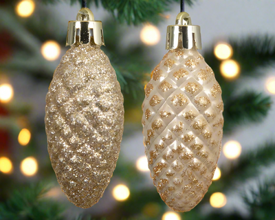 Christmas Tree Hanging Decoration - Pine Cones Set of 12