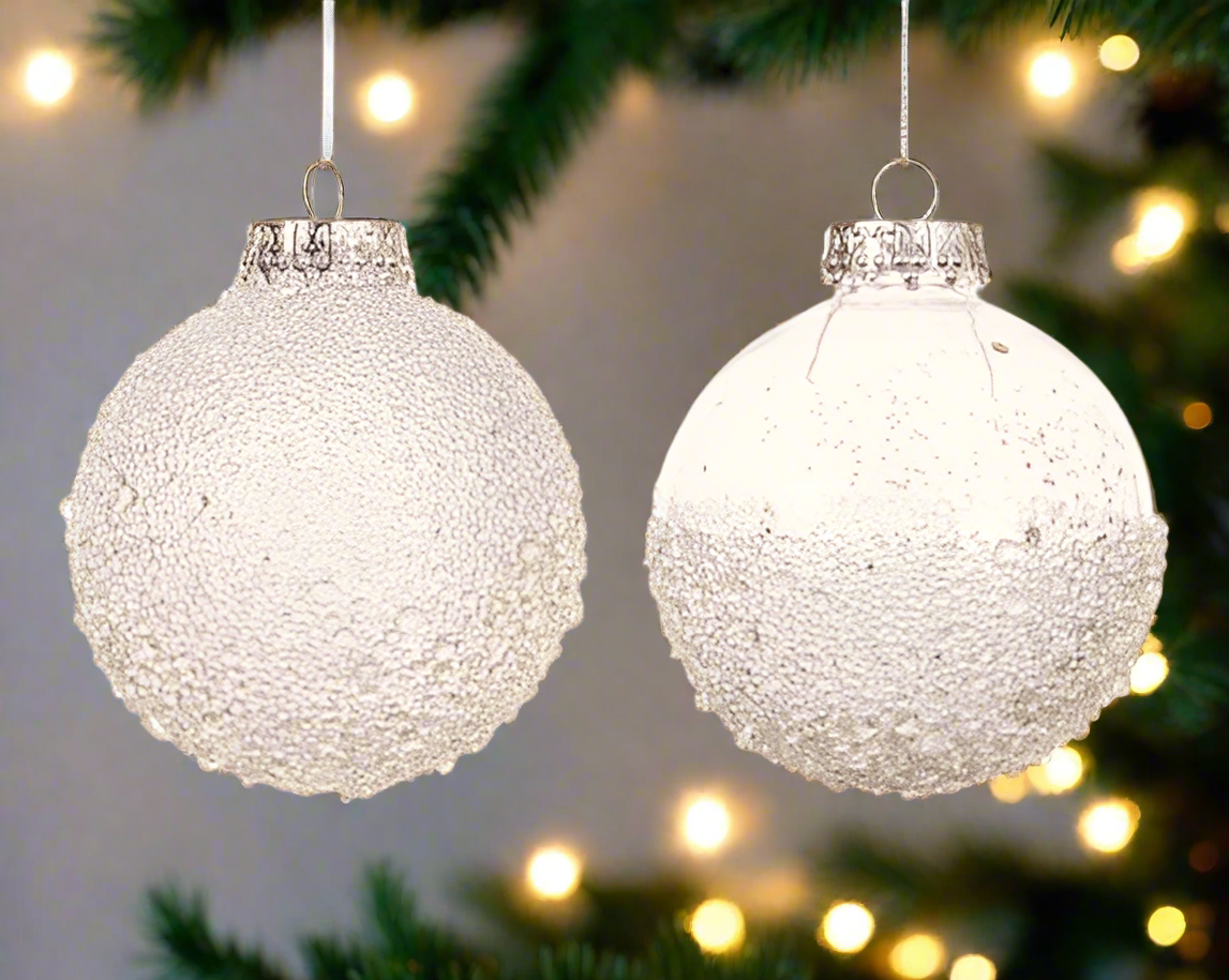 Christmas Tree Hanging Decoration - Clear Beaded Bauble