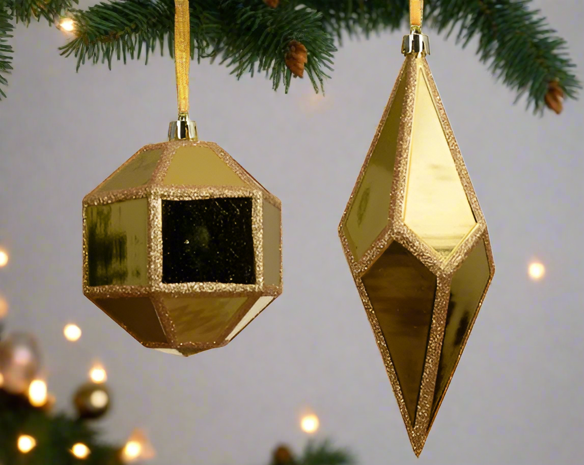 Christmas Tree Hanging Decoration - Gold & Glitter