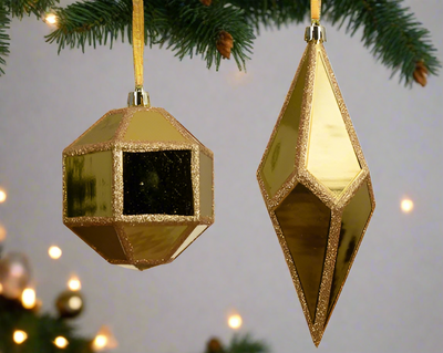 Christmas Tree Hanging Decoration - Gold & Glitter