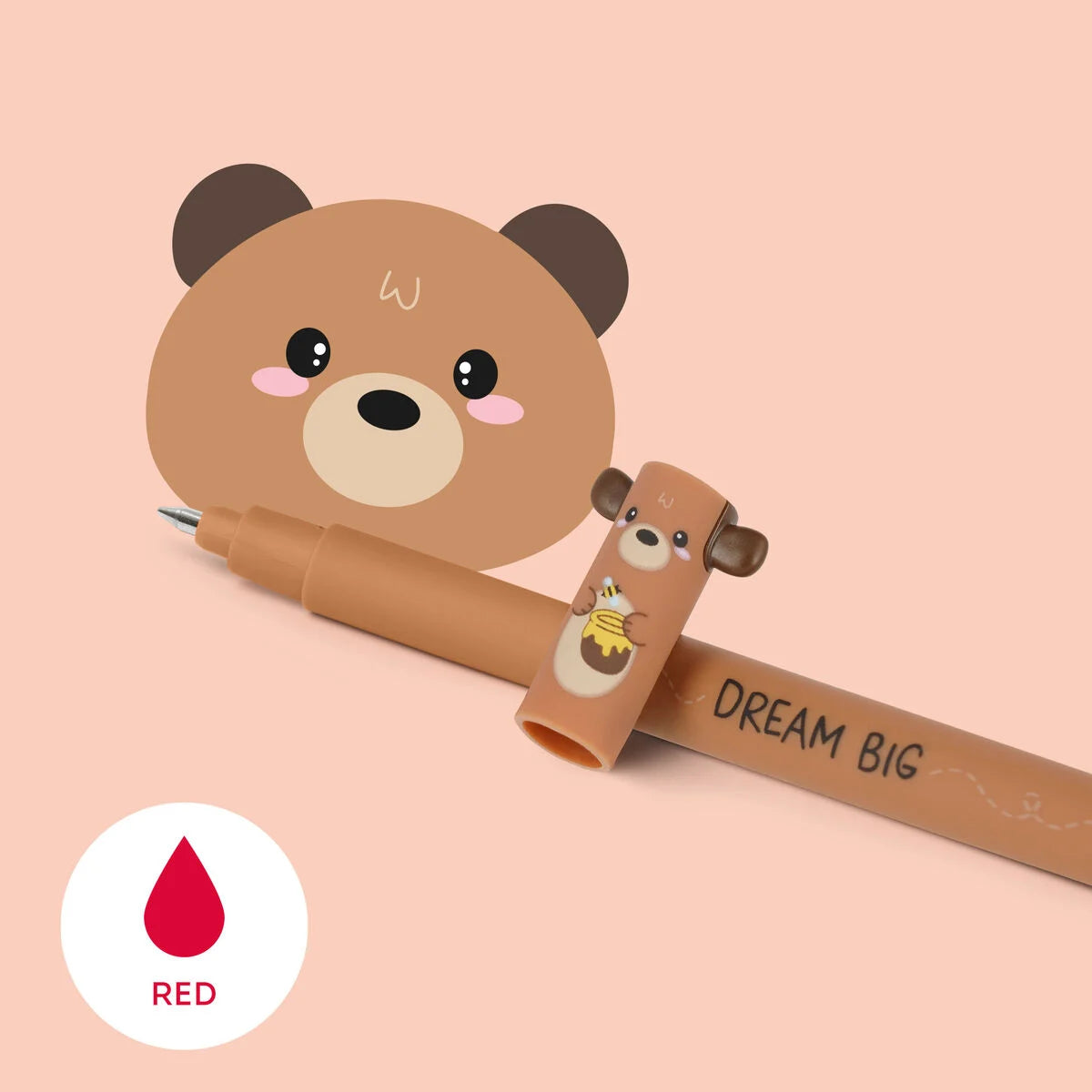 Legami Erasable Pen - Teddy Bear - Red Ink