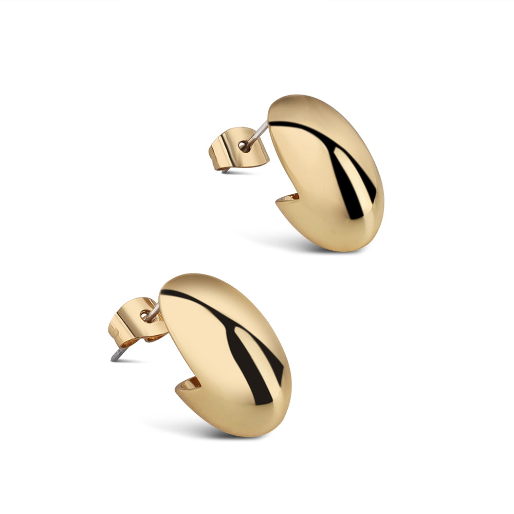 Newbridge Silverware Earrings - Gold Plated Dome Mini Hoop