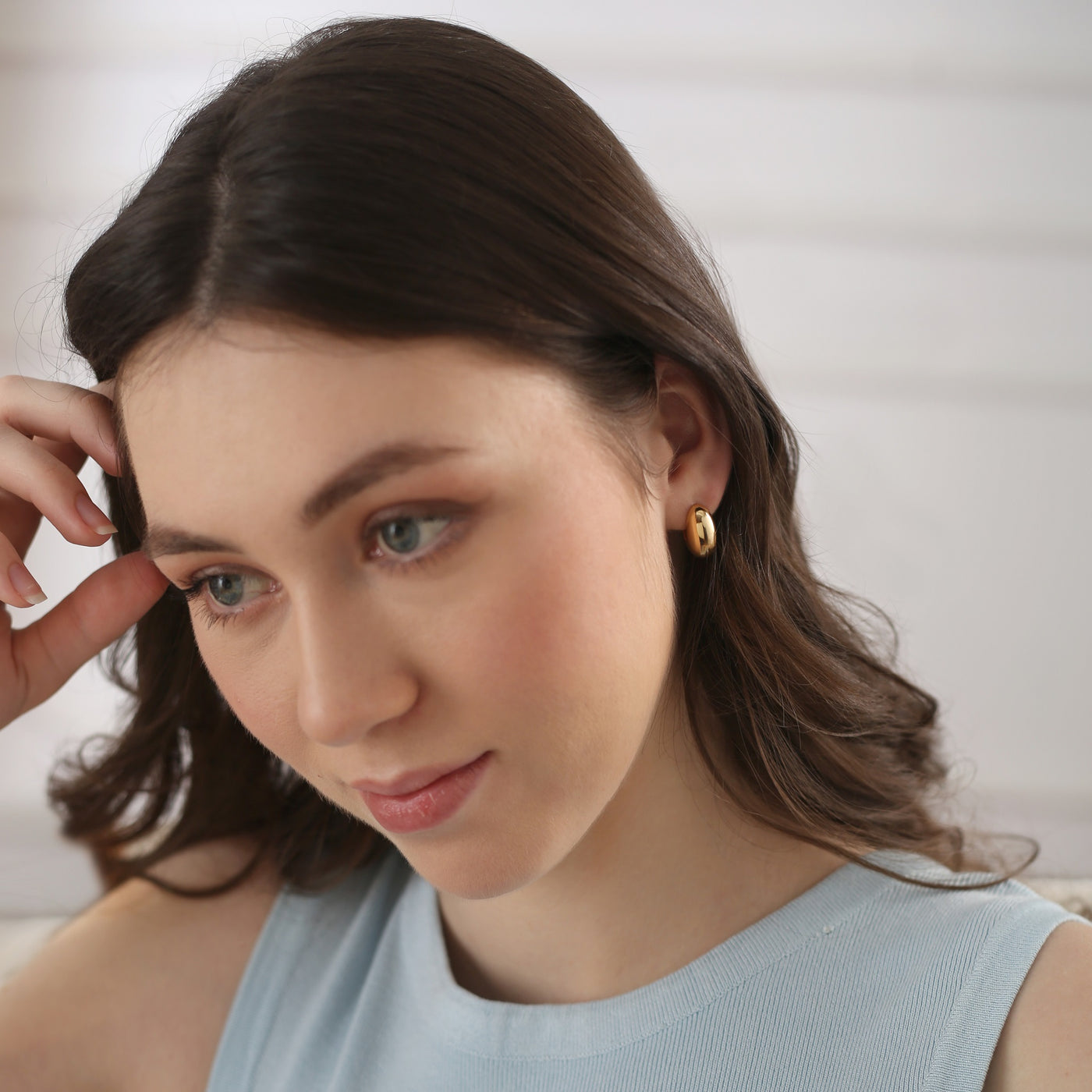 Newbridge Silverware Earrings - Gold Plated Dome Mini Hoop