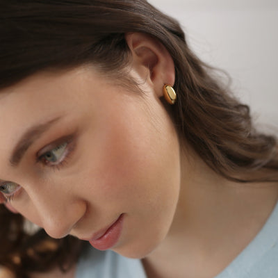 Newbridge Silverware Earrings - Gold Plated Dome Mini Hoop