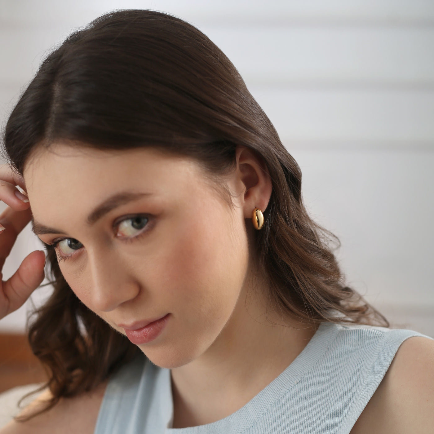 Newbridge Silverware Earrings - Gold Plated Dome Mini Hoop