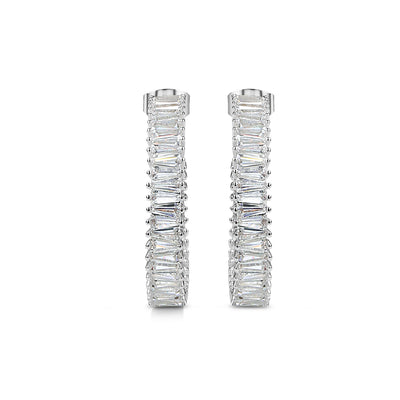 Newbridge Silverware Earrings - Silver Plated Baguette CZ Hoop