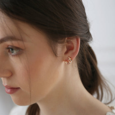 Newbridge Silverware Earrings - Gold Plated Pink & Green Floral Butterfly