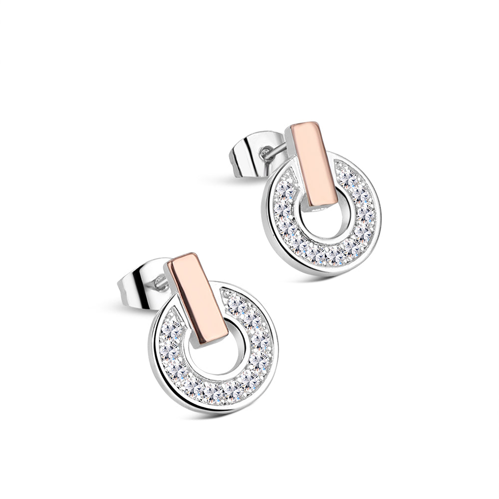 Newbridge Silverware Earrings - Tiamo Silver & Rose Gold Plated