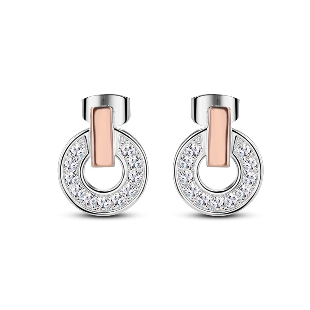 Newbridge Silverware Earrings - Tiamo Silver & Rose Gold Plated