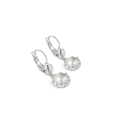 Newbridge Silverware Earrings - Pearl Leaf Drop