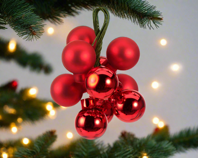 Christmas Baubles on Wire - Red/Gold