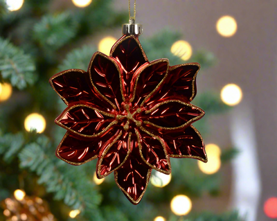 Christmas Tree Decoration - Christmas Red Shatterproof Poinsettia