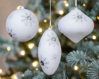 Winter White & Silver Snowflake Bauble