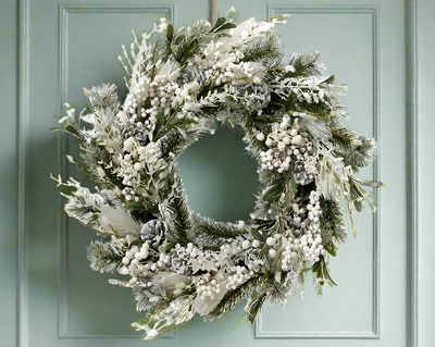 White Frosted Christmas Door Wreath