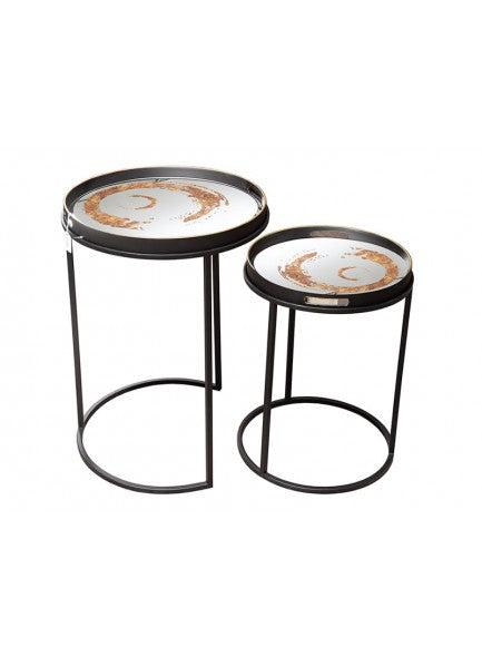 The Grange Collection Side Tables - Set of 2 Black with Tray Tops