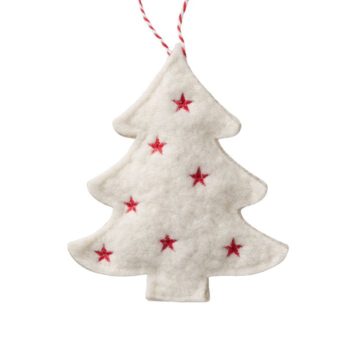 Christmas Tree Hanging Decoration -  Embroidered Heart/Star/Tree