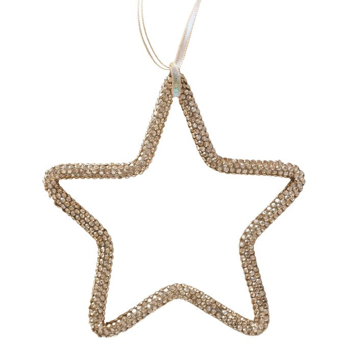 Christmas Tree Hanging Decoration - Gold Sequin Heart/Star