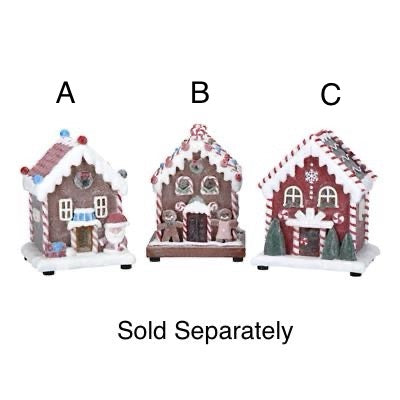 Christmas Candy House with Lights - 3 assorted