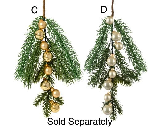 Christmas Floristry Pick - Pine with Glass Baubles