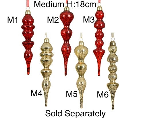 Glass Christmas Tree Hanging Decoration - Antique Finish Droplet **Click & Collect Only**