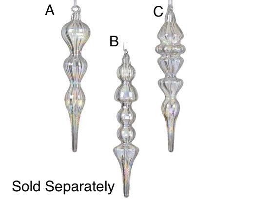 Glass Christmas Tree Hanging Decoration - Iridescent Icicles **CLICK & COLLECT ONLY**