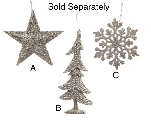 Champagne Glitter Star/Tree/Snowflake Decoration