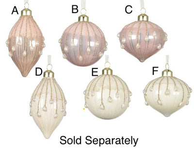 Glass Christmas Tree Hanging Decoration - Pearl Enamel Bauble **CLICK & COLLECT ONLY**