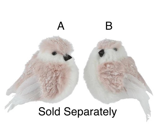 Christmas Tree Hanging Decoration - Bird Pink Faux Fur